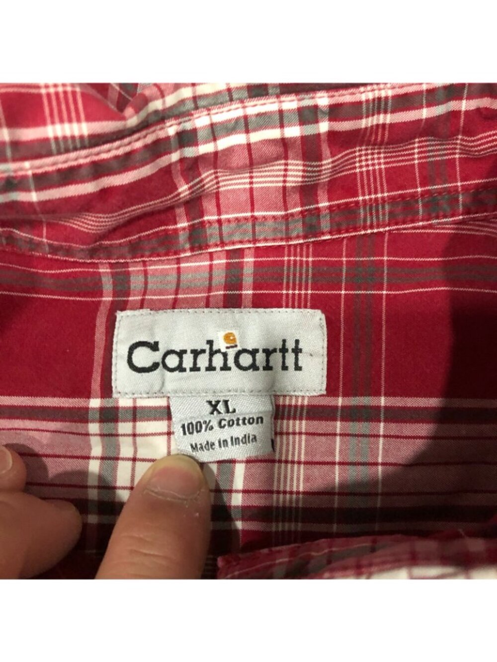 Carhartt Button Down Plaid Short Sleeve Red Collared Work Shirt Mens Size XL - Picture 6 of 8
